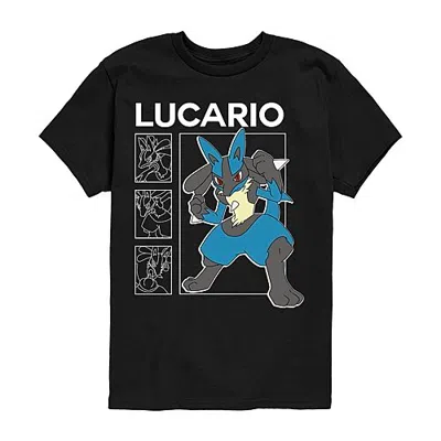 Air Waves Lucario Stance Little & Big Kid Boys Crew Neck Short Sleeve Regular Fit Pokemon Graphic T-shirt In Black