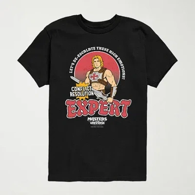 Air Waves Masters Of The Universe Little & Big Kid Boys Crew Neck Short Sleeve Regular Fit Graphic T-shirt In Black