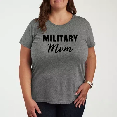 Air Waves Military Mom Womens Plus Crew Neck Short Sleeve T-shirt In Gray