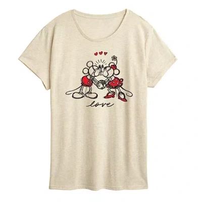 Air Waves Minnie Love Sketch Womens Crew Neck Short Sleeve Classic Fit Mickey And Friends Graphic T-shirt In Neutral