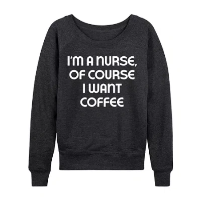 Air Waves Nurse Womens Long Sleeve Regular Fit Graphic T-shirt In Black