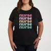 Air Waves Nurse Womens Plus Crew Neck Long Sleeve T-shirt In Black