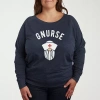Air Waves Nurse Womens Plus Crew Neck Long Sleeve T-shirt In Blue
