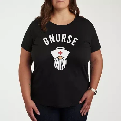 Air Waves Nurse Womens Plus Crew Neck Short Sleeve T-shirt In Black