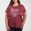 Air Waves Nurse Womens Plus Crew Neck Short Sleeve T-shirt In Red
