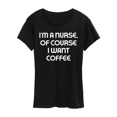 Air Waves Nurse Womens Short Sleeve Regular Fit Graphic T-shirt In Black