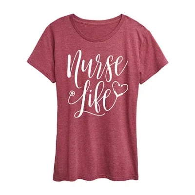 Air Waves Nurse Womens Short Sleeve Regular Fit Graphic T-shirt In Red