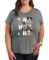 Air Waves Plus Size Disney Ho Ho Ho Graphic T-shirt In Gray