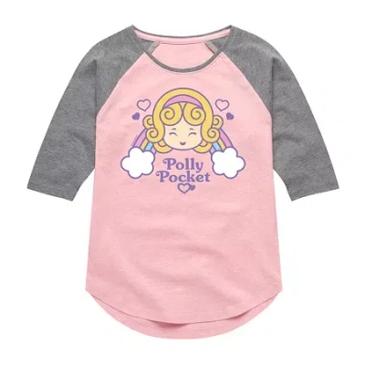 Air Waves Rainbow Big Kid Girls Crew Neck 3/4 Sleeve T-shirt In Pink