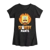 Air Waves Scaredy Pants Big Kid Girls Crew Neck Short Sleeve Spongebob T-shirt In Black