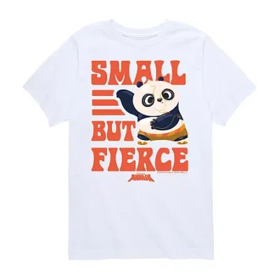 Air Waves Small But Fierce Big Kid Girls Crew Neck Short Sleeve Classic Fit Graphic T-shirt In White
