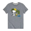 Air Waves Snoopy Little & Big Kid Boys Crew Neck Short Sleeve Regular Fit Peanuts Graphic T-shirt In Silver