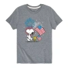 Air Waves Snoopy Little & Big Kid Boys Crew Neck Short Sleeve Regular Fit Peanuts Graphic T-shirt In Gray