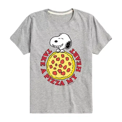 Air Waves Snoopy Little & Big Kid Boys Crew Neck Short Sleeve Regular Fit Peanuts Graphic T-shirt In Gray