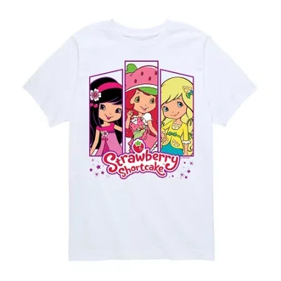 Air Waves Strawberry Shortcake Big Kid Girls Crew Neck Short Sleeve T-shirt In White