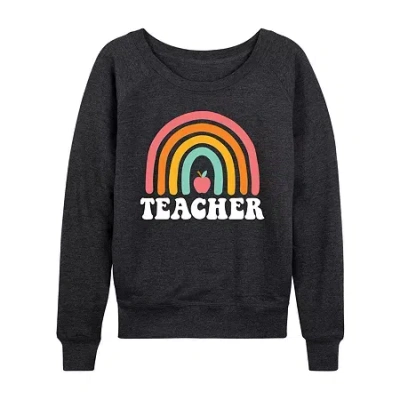 Air Waves Teacher Womens Long Sleeve Regular Fit Graphic T-shirt In Black
