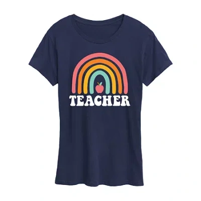 Air Waves Teacher Womens Short Sleeve Regular Fit Graphic T-shirt In Multi