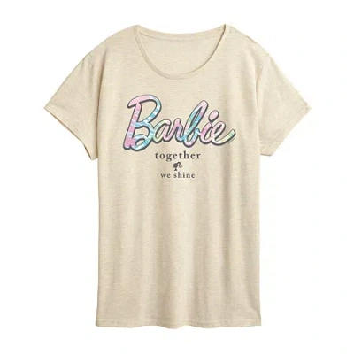 Air Waves Tie Dye Womens Crew Neck Short Sleeve Classic Fit Barbie Graphic T-shirt In Neutral