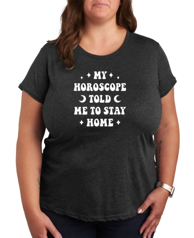 Air Waves Trendy Plus Size Astrology Horoscope Graphic T-shirt In Gray