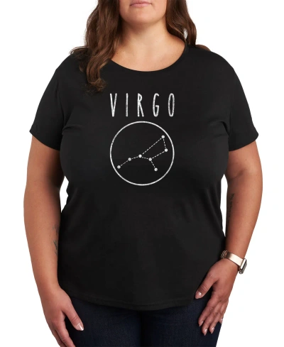 Air Waves Trendy Plus Size Astrology Virgo Graphic T-shirt In Black