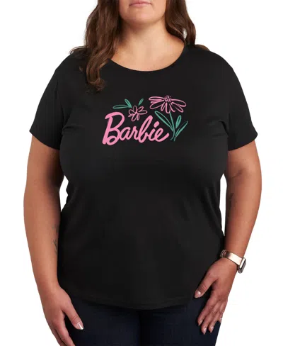 Air Waves Trendy Plus Size Barbie Spring Graphic Short Sleeve T-shirt In Black