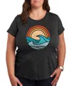 Air Waves Trendy Plus Size Beach Waves Graphic T-shirt In Gray