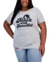 AIR WAVES AIR WAVES TRENDY PLUS SIZE BLACK BEAUTIFUL GRAPHIC T-SHIRT