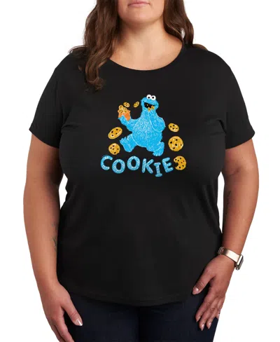 Air Waves Trendy Plus Size Graphic T-shirt In Black