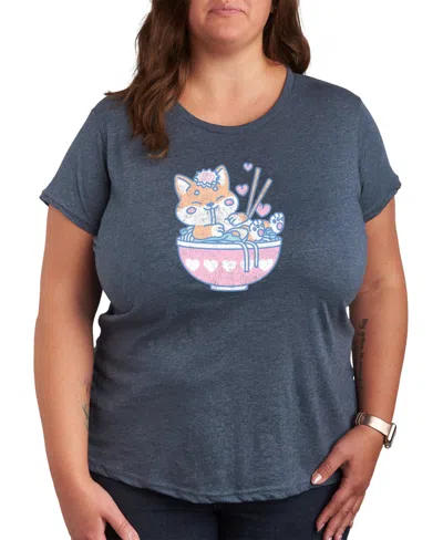 Air Waves Trendy Plus Size Cute Ramen Graphic Short Sleeve T-shirt In Blue