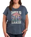 Air Waves Trendy Plus Size Down To Earth Mushroom Graphic T-shirt In Blue