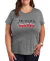 Air Waves Trendy Plus Size Friends Christmas Graphic T-shirt In Gray