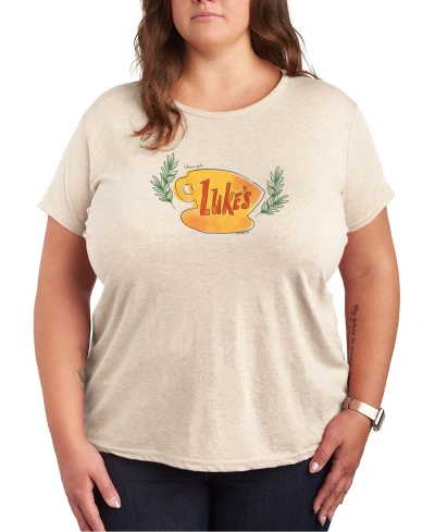 Air Waves Trendy Plus Size Gilmore Girls Graphic T-shirt In Beige,khaki