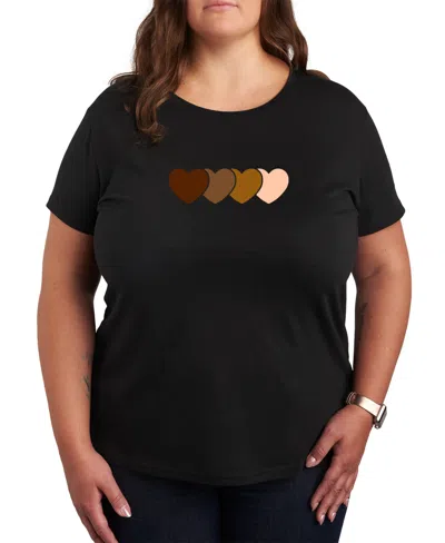 Air Waves Trendy Plus Size Hearts Graphic Short Sleeve T-shirt In Black