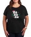 Air Waves Trendy Plus Size Holiday Ho-ho-ho Mistletoe Graphic T-shirt In Black