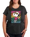 Air Waves Plus Size Trendy Peanuts Graphic T-shirt In Gray