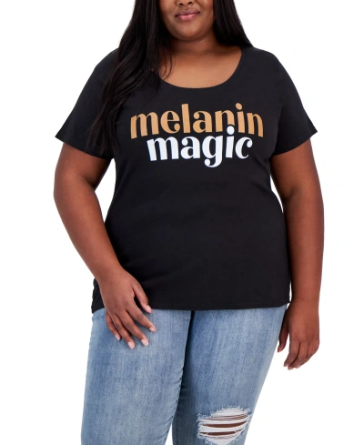 Air Waves Trendy Plus Size Melanin Magic Graphic T-shirt In Black