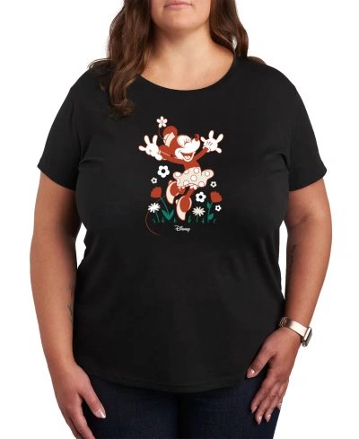 Air Waves Trendy Plus Size Minnie Mouse Earth Day Graphic T-shirt In Black