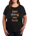 Air Waves Plus Size Trendy Graphic T-shirt In Black