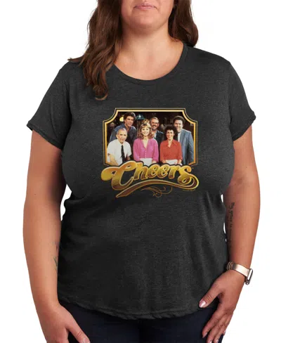 Air Waves Trendy Plus Size Graphic T-shirt In Gray