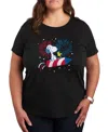 Air Waves Trendy Plus Size Peanuts Graphic T-shirt In Black