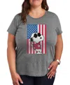 Air Waves Trendy Plus Size Peanuts Graphic T-shirt In Gray