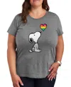 Air Waves Plus Size Trendy Peanuts Graphic T-shirt In Gray