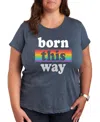 Air Waves Plus Size Trendy Graphic T-shirt In Blue