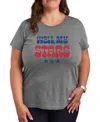 Air Waves Trendy Plus Size Well, My Stars Americana Graphic T-shirt In Gray