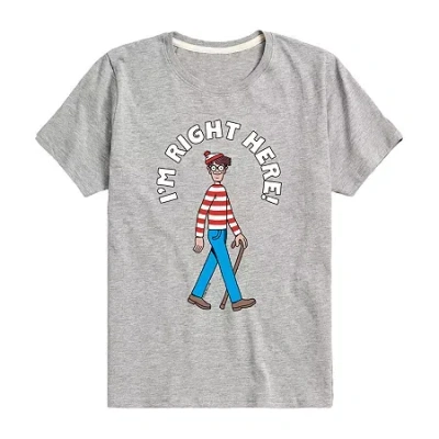 Air Waves Waldo Little & Big Kid Boys Crew Neck Short Sleeve Regular Fit Graphic T-shirt In Silver