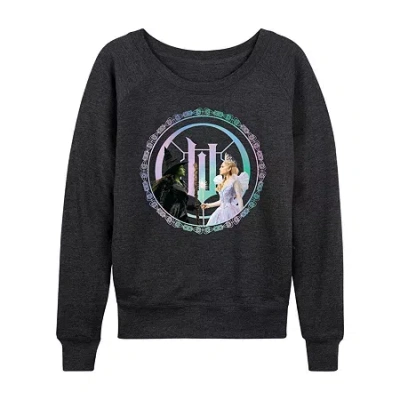 Air Waves Wicked For Good Womens Boat Neck Long Sleeve Wicked Graphic T-shirt In Black