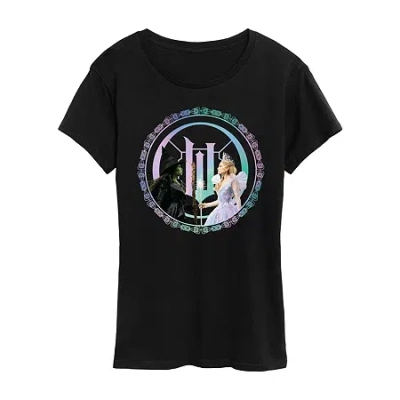 Air Waves Wicked For Good Womens Crew Neck Short Sleeve Regular Fit Wicked Graphic T-shirt In Black
