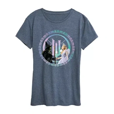 Air Waves Wicked For Good Womens Crew Neck Short Sleeve Regular Fit Wicked Graphic T-shirt In Blue