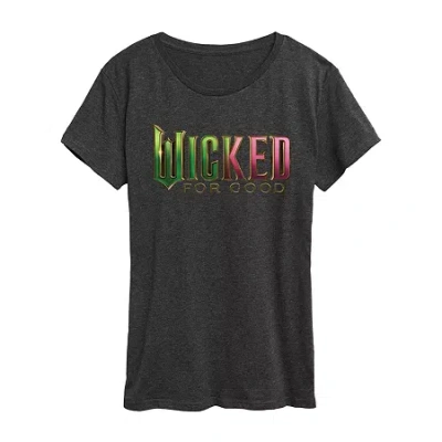 Air Waves Wicked For Good Womens Crew Neck Short Sleeve Wicked Graphic T-shirt In Black