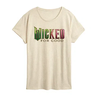 Air Waves Wicked For Good Womens Crew Neck Short Sleeve Wicked Graphic T-shirt In Brown
